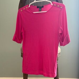 Ralph Lauren Pink Short Sleeve Top with Gold Buttons